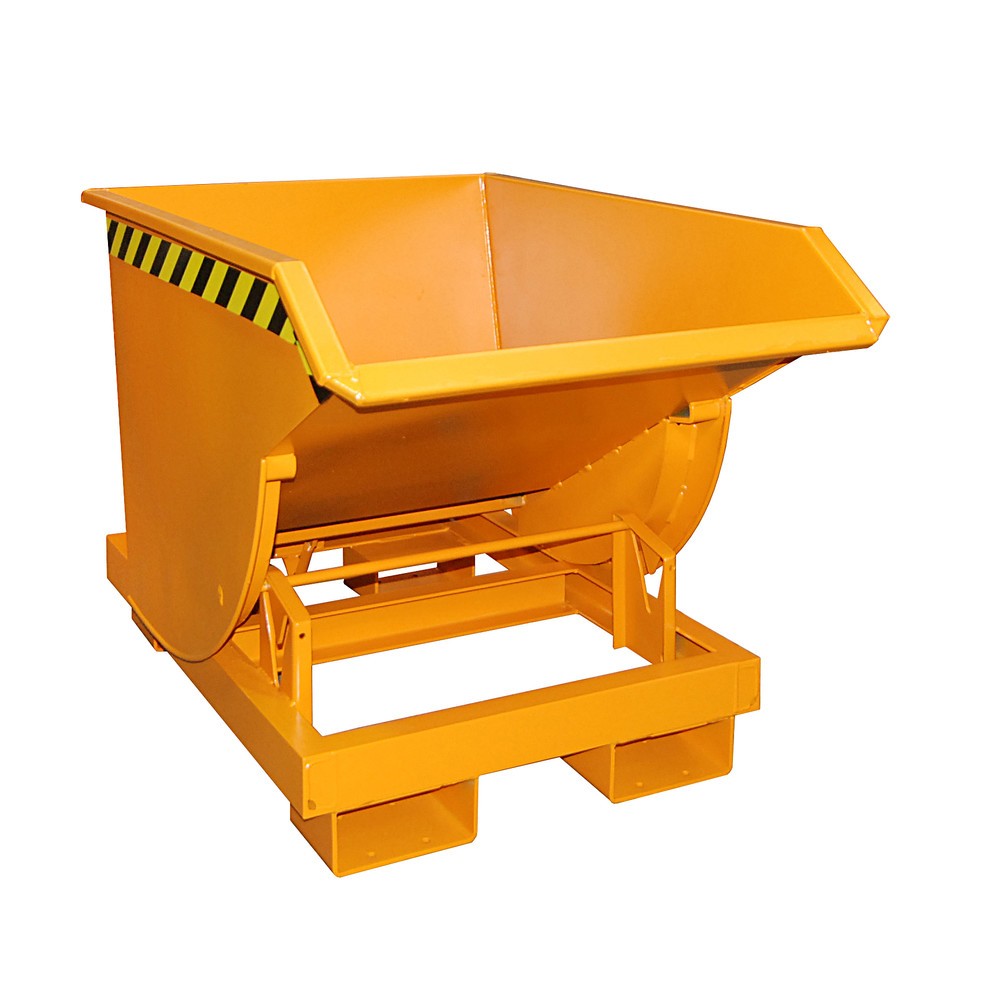 Produktabbildung Nr. 1: Bauer® Benne basculante avec mécanisme d'aide au basculement Premium, construction profonde, peint, sans couvercle, volume 0,5 m³, RAL 2000 orangé jaune