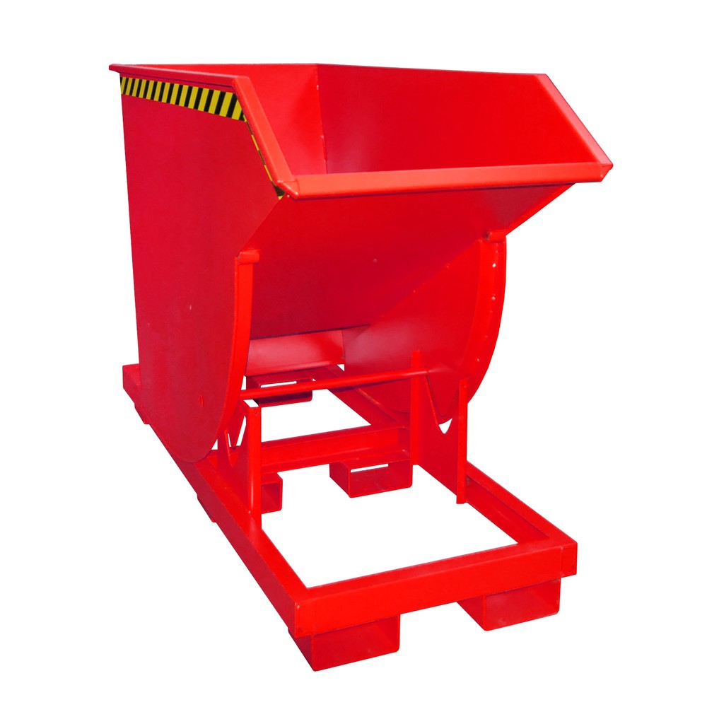 Produktabbildung Nr. 1: Bauer® Benne basculante avec mécanisme d'aide au basculement Premium, construction profonde, peint, sans couvercle, volume 0,75 m³, RAL 3000 rouge feu
