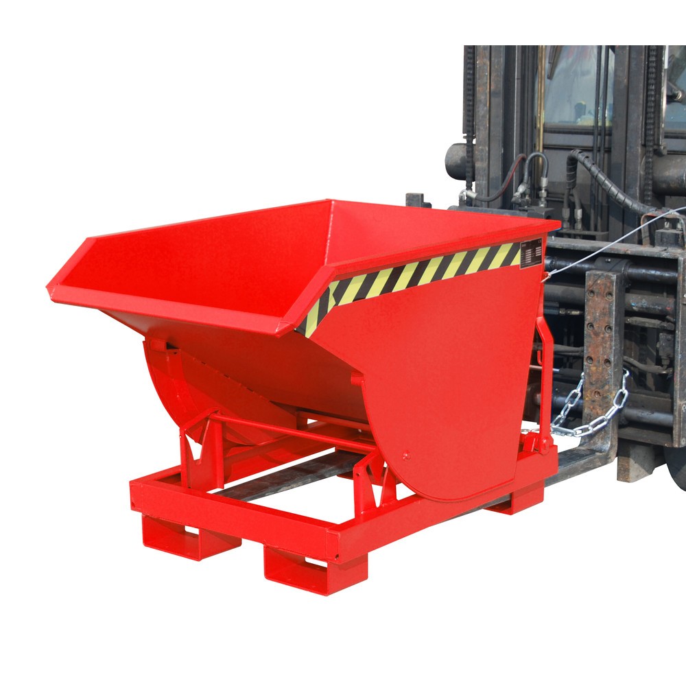 Illustration du produit: Bauer® Benne basculante avec mécanisme d'aide au basculement Premium, construction profonde, peint, sans couvercle, volume 0,3 m³, RAL 3000 rouge feu