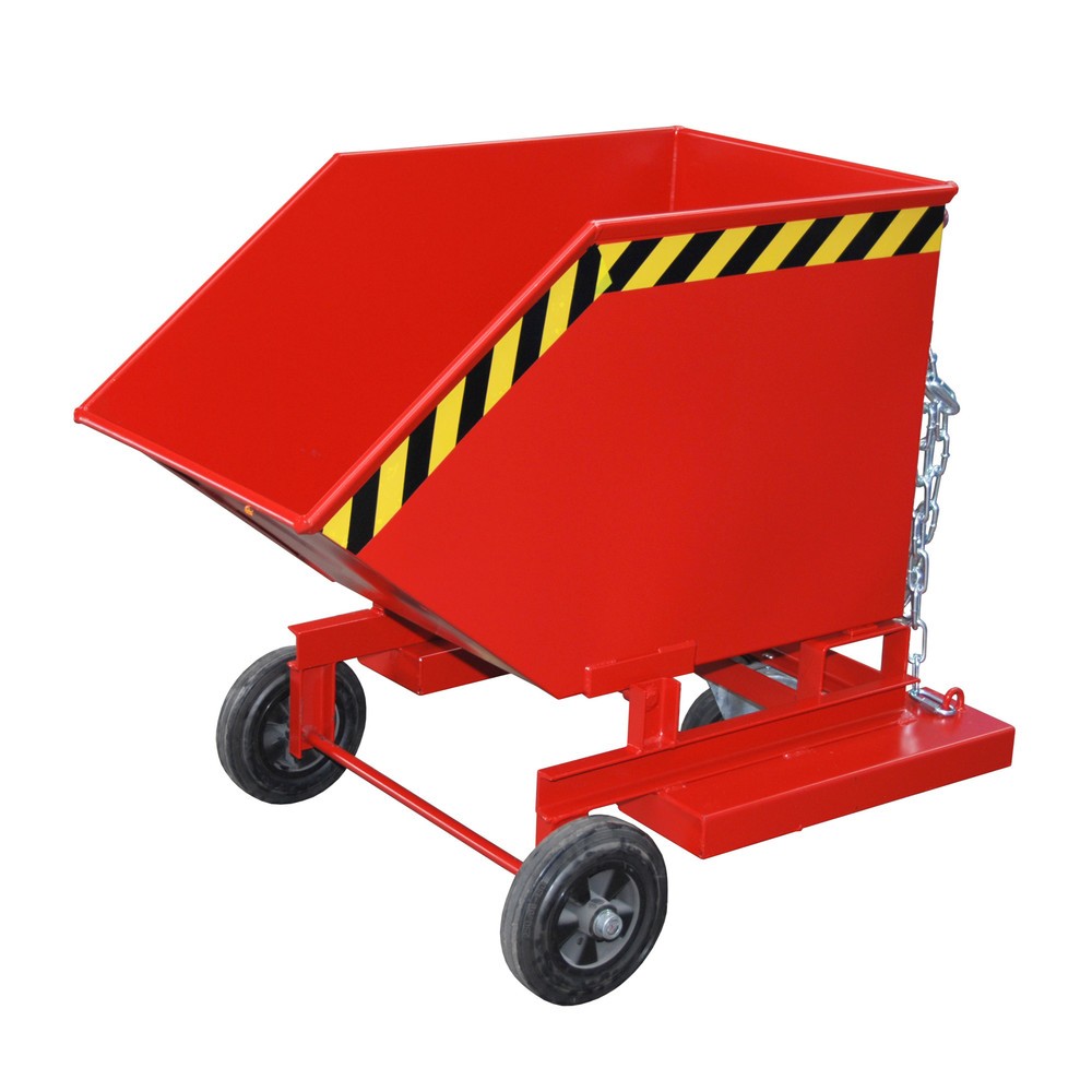 Illustration du produit: Bauer® Chariot-caisse basculant, avec châssis + entrées de fourche, volume 0,25 m³, RAL 3000 rouge feu