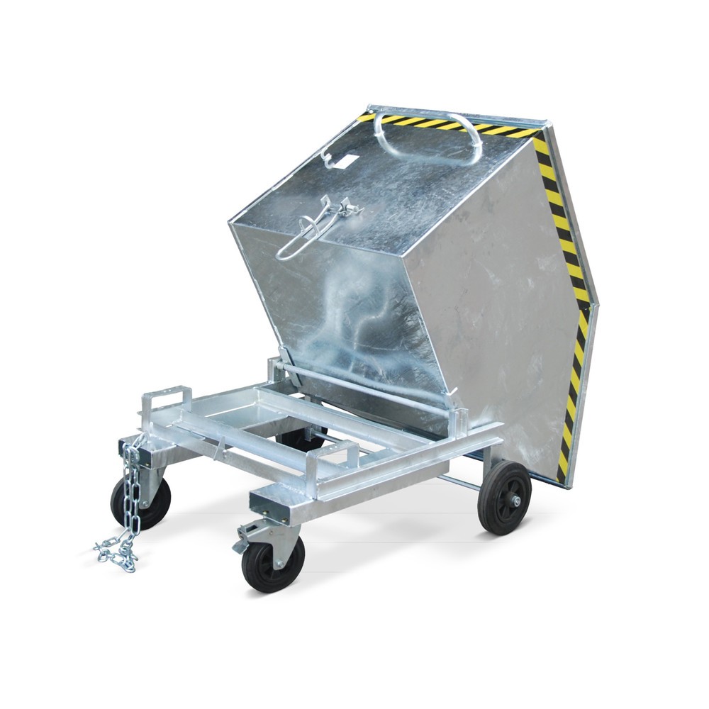 N° de l'image du produit 1 : Bauer® Chariot-caisse, basculant, avec châssis + entrées de fourche, galvanisé, capacité de charge 300 kg, volume 0,4 m³