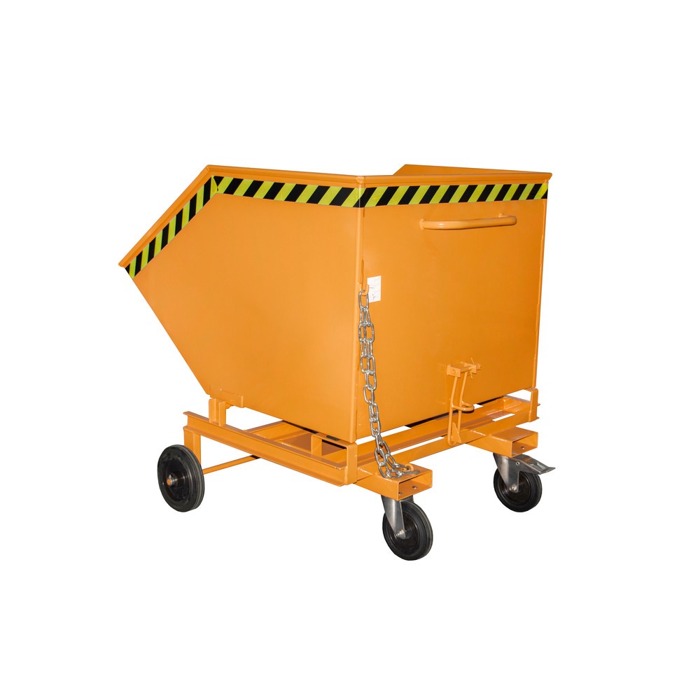 Illustration du produit: Bauer® Chariot-caisse basculant, avec châssis + entrées de fourche, volume 1 m³, RAL 2000 orangé jaune