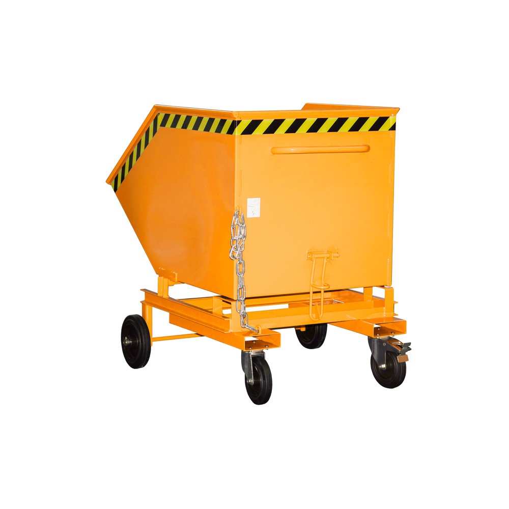 Illustration du produit: Bauer® Chariot-caisse basculant, avec châssis + entrées de fourche, volume 0,6 m³, RAL 2000 orangé jaune