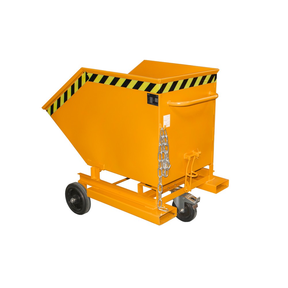 Illustration du produit: Bauer® Chariot-caisse basculant, avec châssis + entrées de fourche, volume 0,4 m³, RAL 2000 orangé jaune
