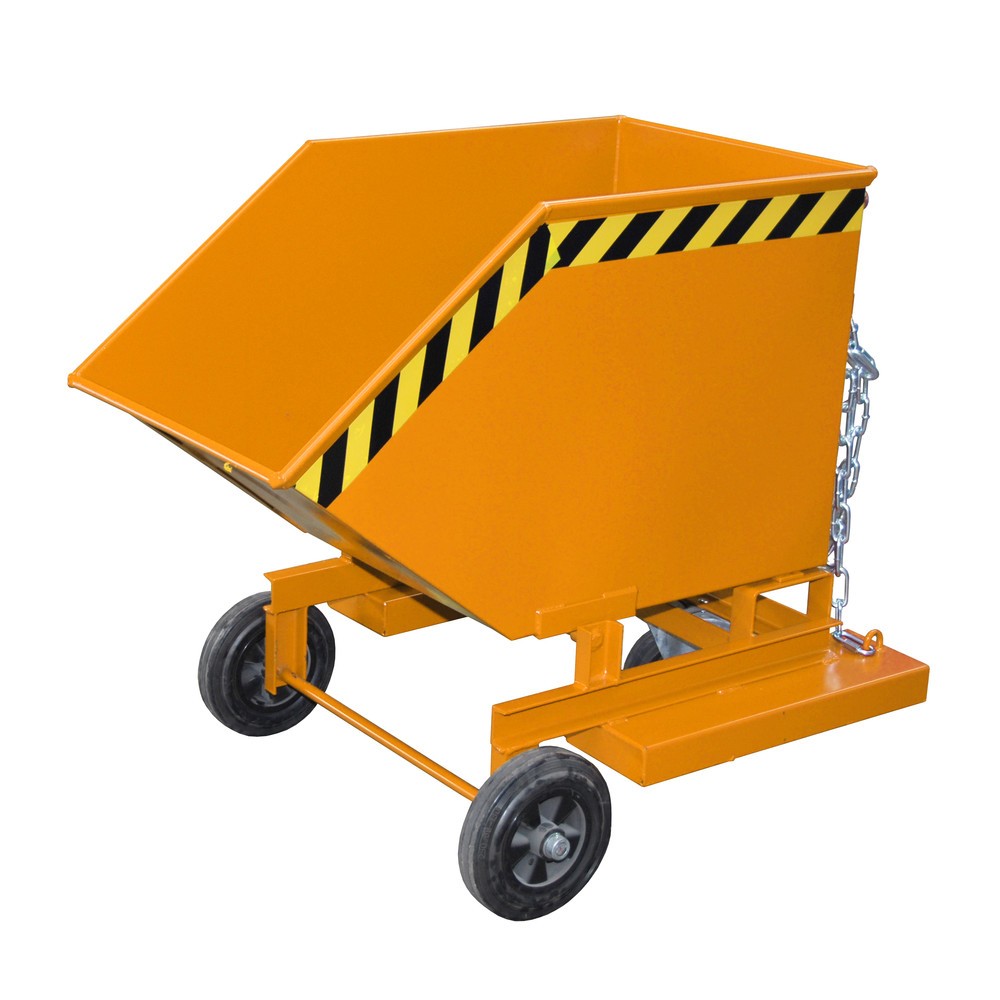 Illustration du produit: Bauer® Chariot-caisse basculant, avec châssis + entrées de fourche, volume 0,25 m³, RAL 2000 orangé jaune