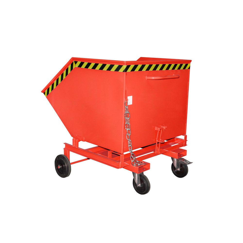 Illustration du produit: Bauer® Chariot-caisse basculant, avec châssis + entrées de fourche, volume 1 m³, RAL 3000 rouge feu