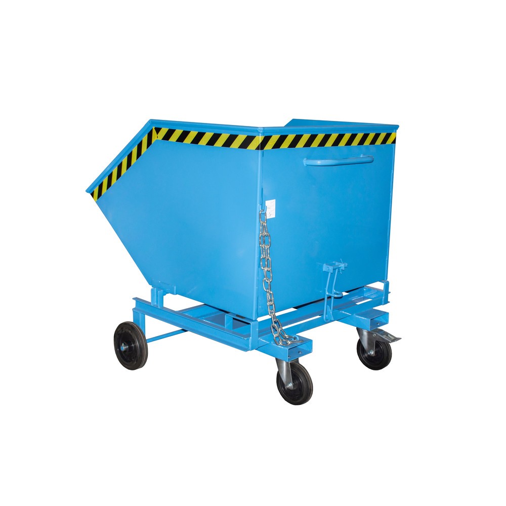 Illustration du produit: Bauer® Chariot-caisse basculant, avec châssis + entrées de fourche, volume 1 m³, RAL 5012 bleu clair
