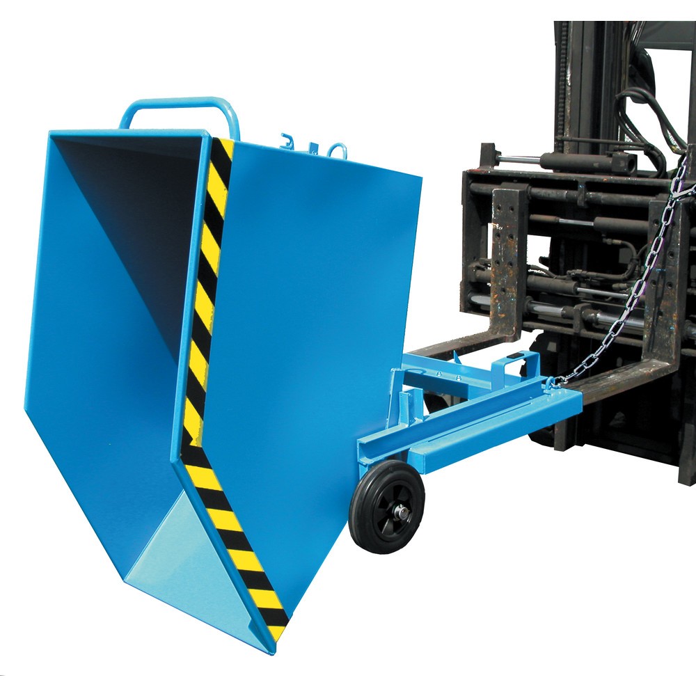 Illustration du produit: Bauer® Chariot-caisse basculant, avec châssis + entrées de fourche, volume 0,6 m³, RAL 5012 bleu clair
