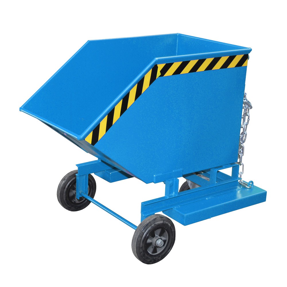 Illustration du produit: Bauer® Chariot-caisse basculant, avec châssis + entrées de fourche, volume 0,25 m³, RAL 5012 bleu clair
