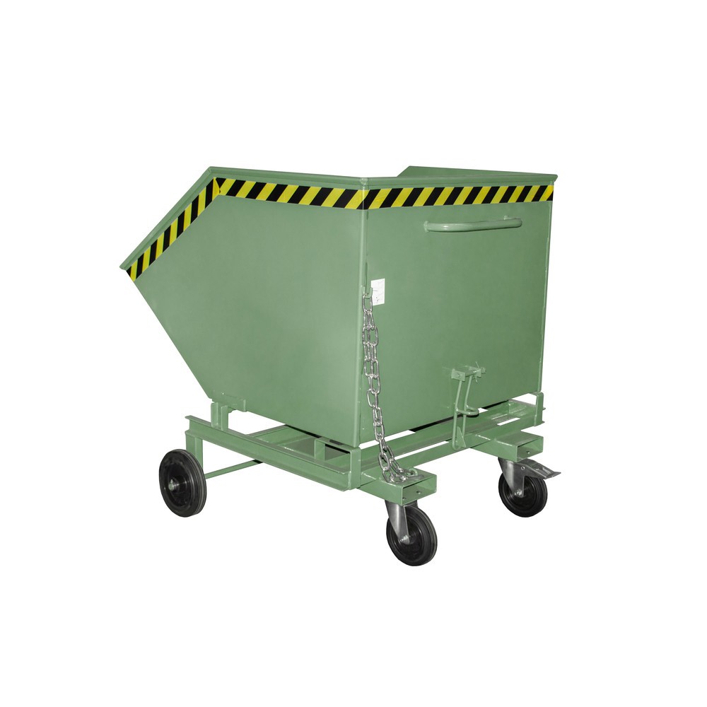 Illustration du produit: Bauer® Chariot-caisse basculant, avec châssis + entrées de fourche, volume 1 m³, RAL 6011 vert réséda