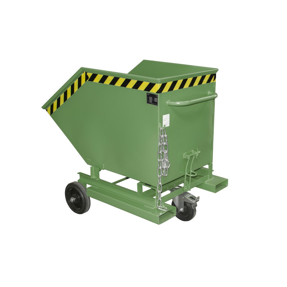 Illustration du produit: Bauer® Chariot-caisse basculant, avec châssis + entrées de fourche, volume 0,4 m³, RAL 6011 vert réséda