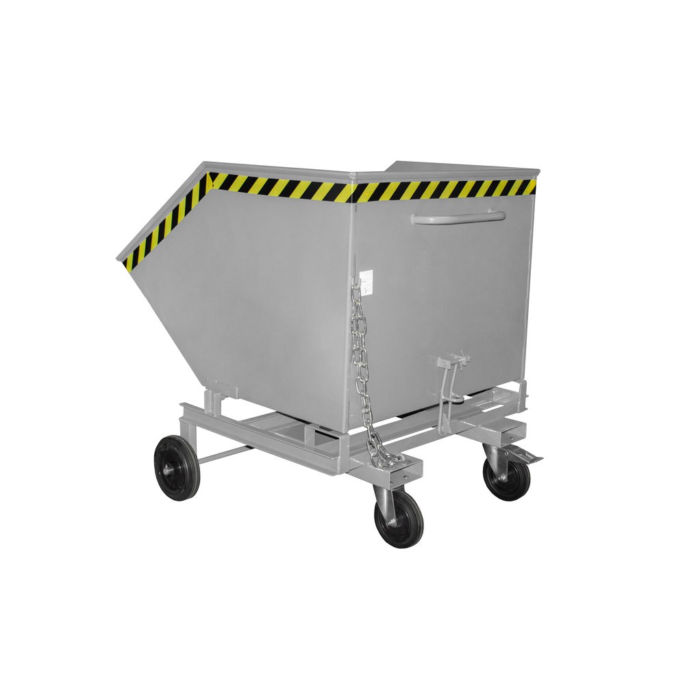 Illustration du produit: Bauer® Chariot-caisse basculant, avec châssis + entrées de fourche, volume 1 m³, RAL 7005 gris souris