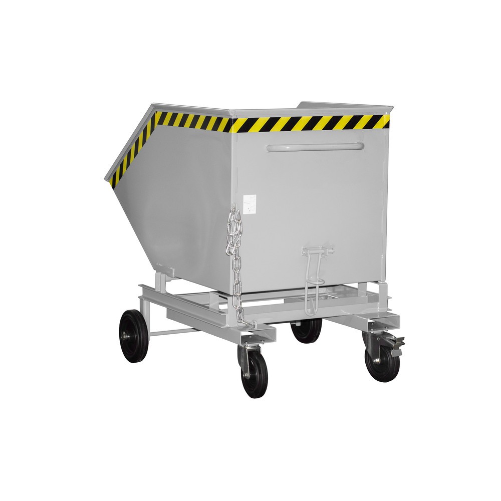 Illustration du produit: Bauer® Chariot-caisse basculant, avec châssis + entrées de fourche, volume 0,6 m³, RAL 7005 gris souris