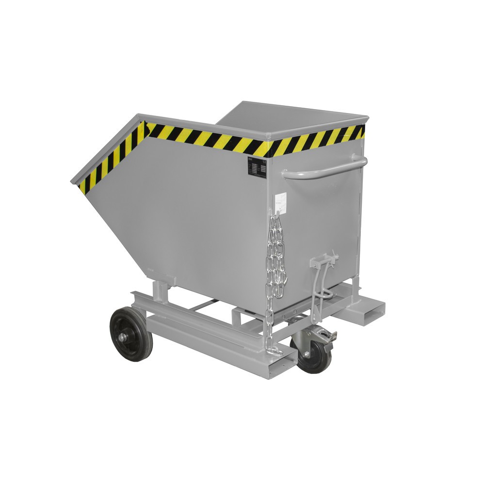 Illustration du produit: Bauer® Chariot-caisse basculant, avec châssis + entrées de fourche, volume 0,4 m³, RAL 7005 gris souris