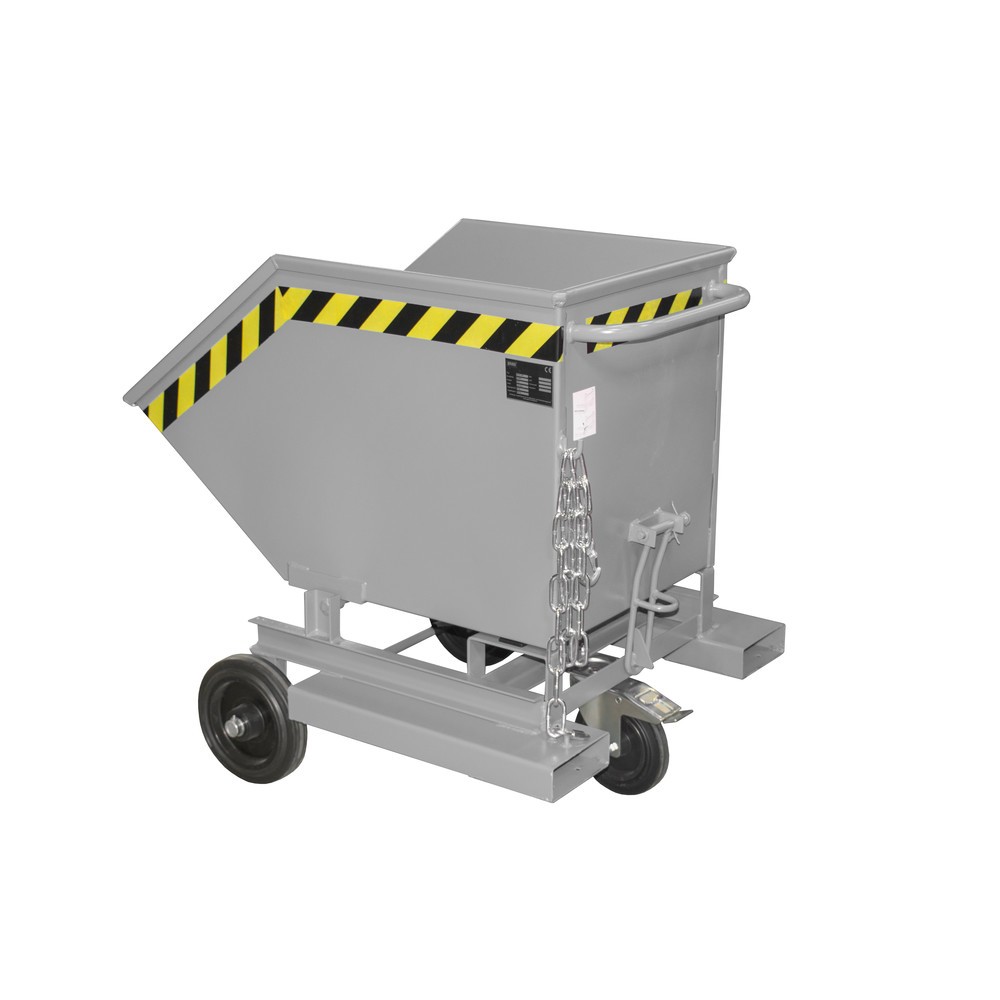 Illustration du produit: Bauer® Chariot-caisse basculant, avec châssis + entrées de fourche, volume 0,25 m³, RAL 7005 gris souris