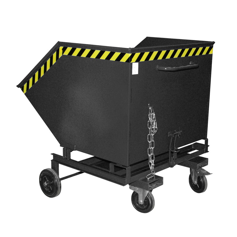 Illustration du produit: Bauer® Chariot-caisse basculant, avec châssis + entrées de fourche, volume 1 m³, RAL 7021 gris noir