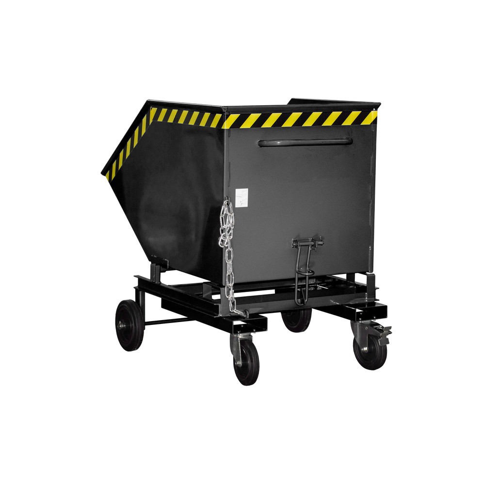 Illustration du produit: Bauer® Chariot-caisse basculant, avec châssis + entrées de fourche, volume 0,6 m³, RAL 7021 gris noir