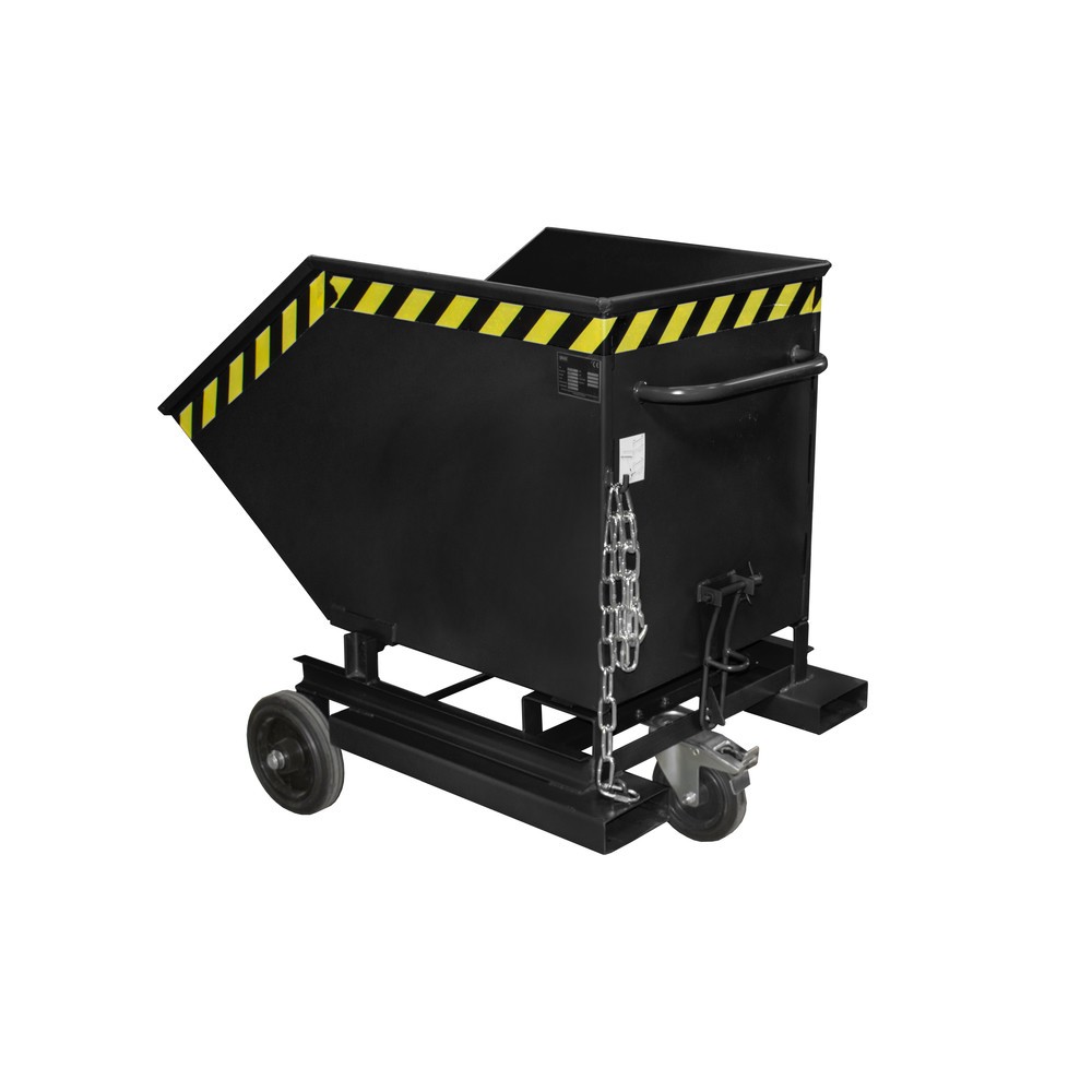 Illustration du produit: Bauer® Chariot-caisse basculant, avec châssis + entrées de fourche, volume 0,4 m³, RAL 7021 gris noir