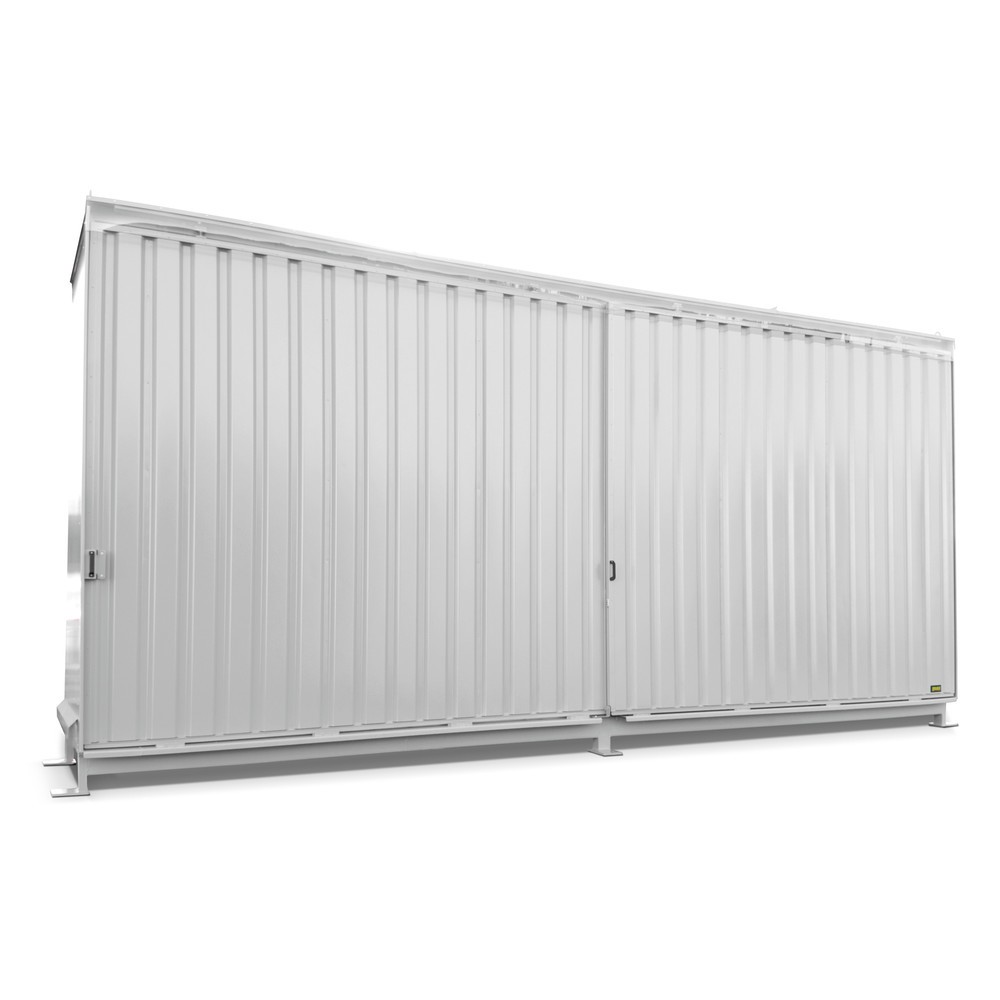 Illustration du produit: Bauer® Conteneur à étagère pour 12x KTC/IBC, 2 niveaux, 2 portes coulissantes, rail de guidage, gris-blanc