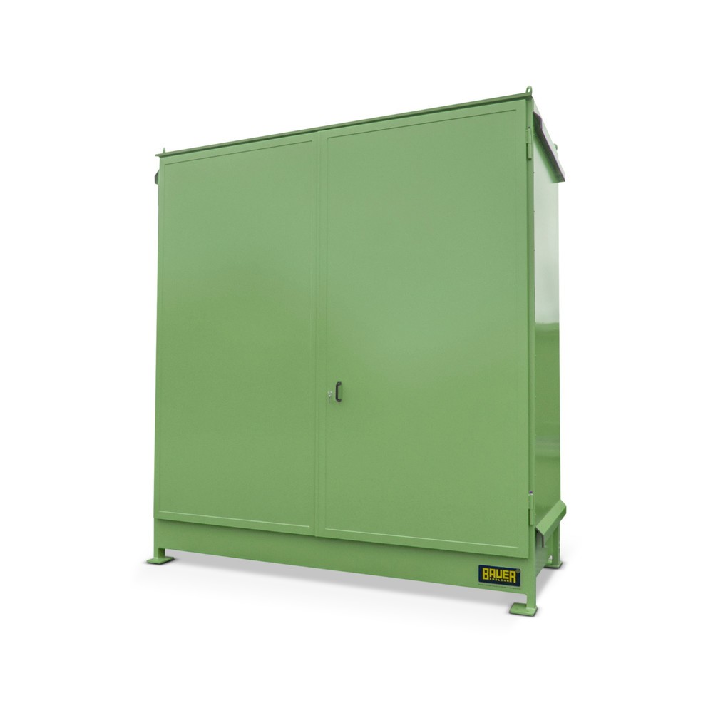 Illustration du produit: Bauer® Conteneur à étagère pour 4x KTC/IBC, 2 niveaux, 2 portes battantes, vert réséda