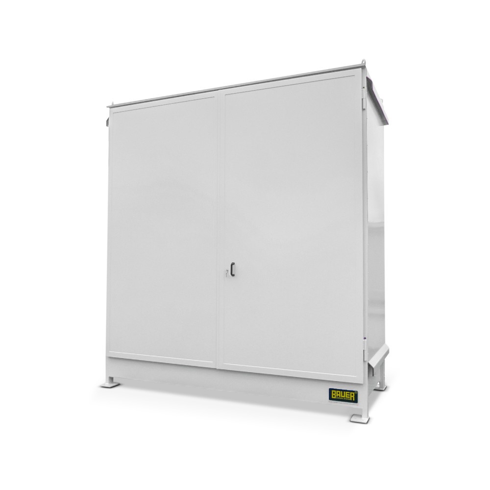 Illustration du produit: Bauer® Conteneur à étagère pour 4x KTC/IBC, 2 niveaux, 2 portes battantes, gris blanc