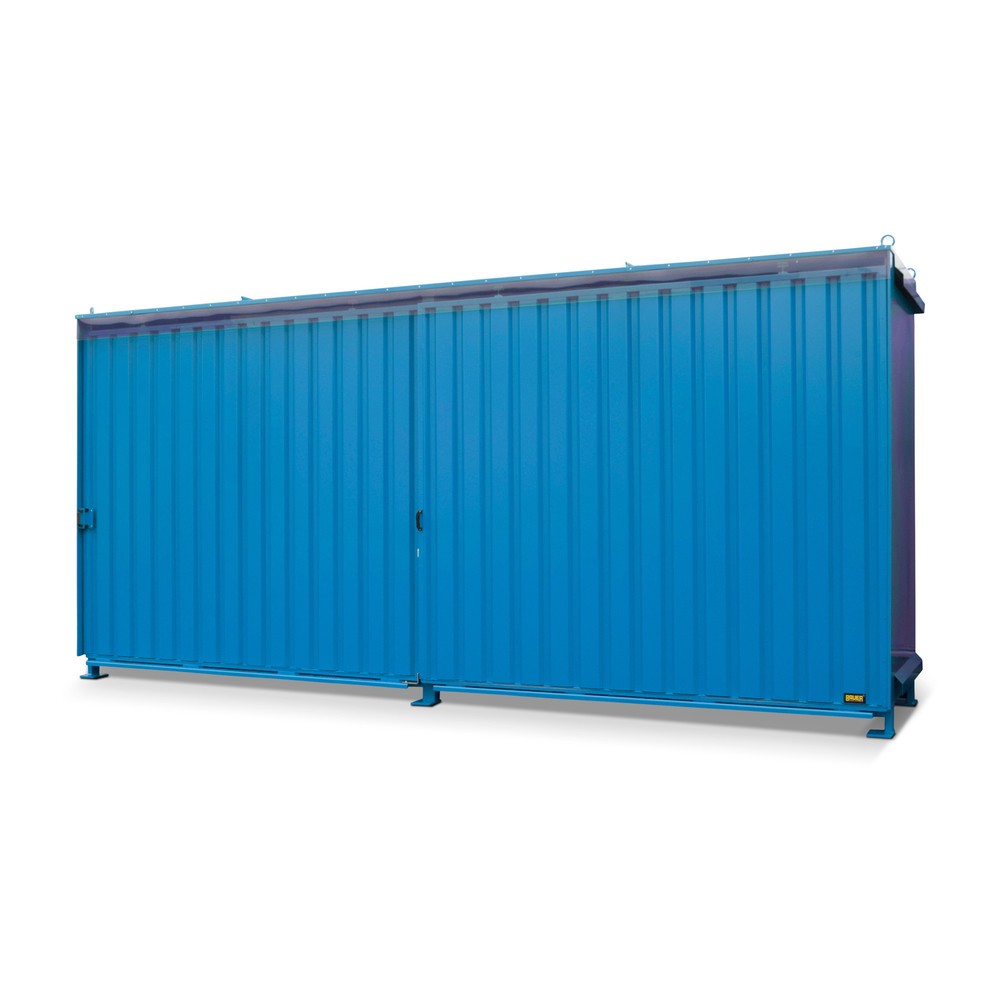 Illustration du produit: Bauer® Conteneur à étagère pour 8x KTC/IBC, 2 niveaux, 2 portes coulissantes, rail de guidage, bleu clair