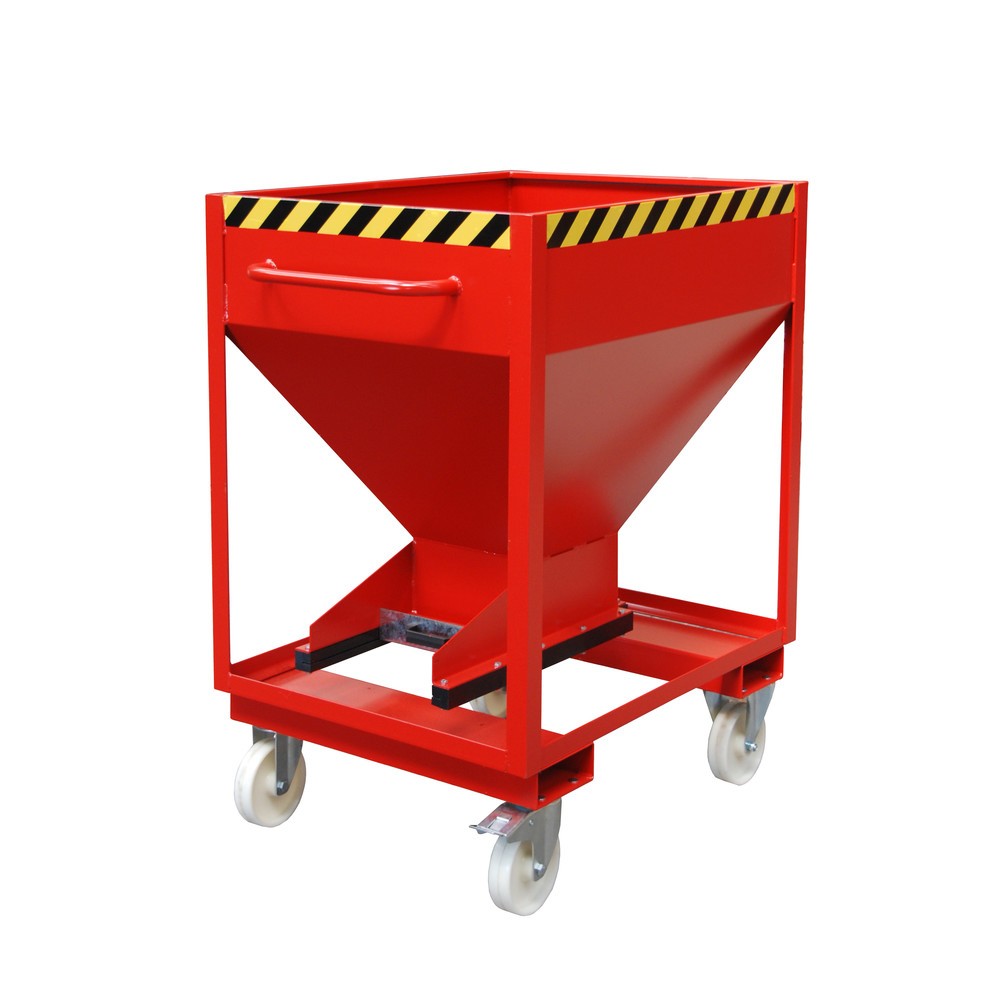 Illustration du produit: Bauer® Silo, avec fermeture coulissante, entrées de fourche + roulettes, peint, volume 0,375 m², RAL 3000 rouge feu