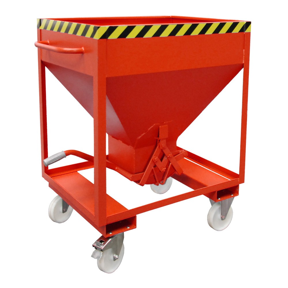 Illustration du produit: Bauer® Silo avec fermeture en ciseaux, entrées de fourche + roulettes, peint, volume 0,375 m², RAL 3000 rouge feu