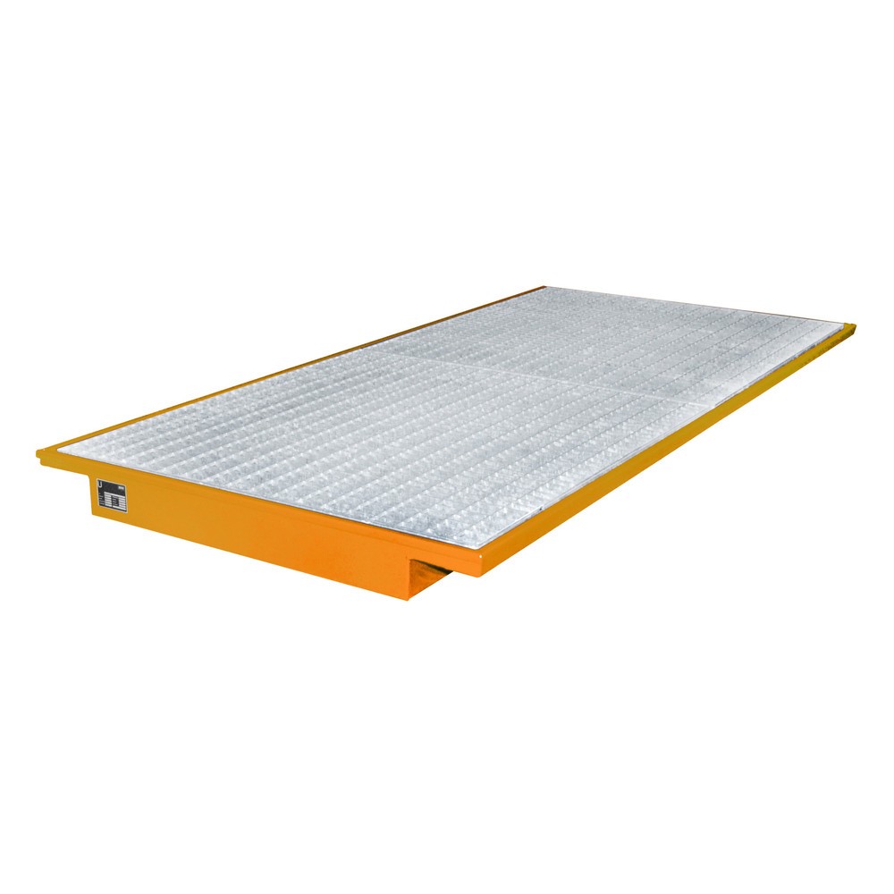 Produktabbildung Nr. 1: Bauer® Cuve à suspendre en acier, avec caillebotis, pour longueur de support 2 700 mm, orangé jaune