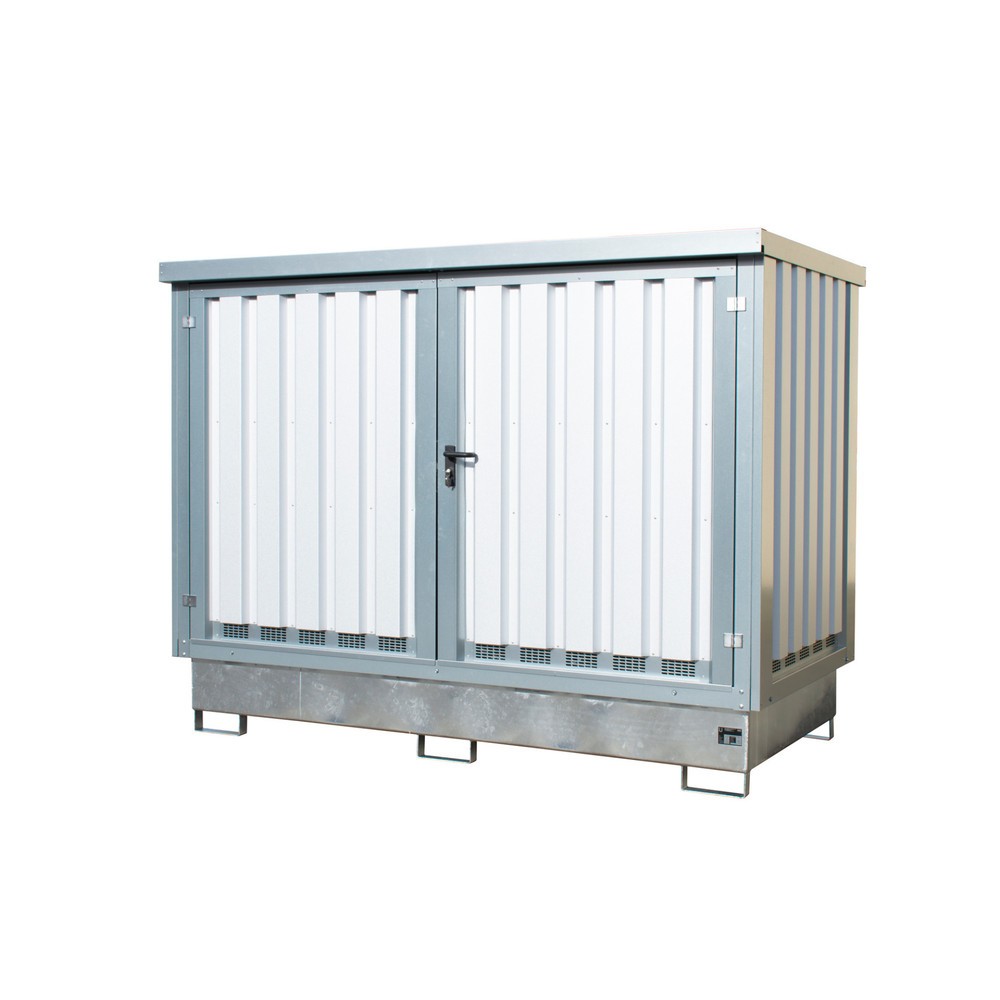 Produktabbildung Nr. 1: Dépôt à matières dangereuses Bauer® GD-E/IBC, pour 2x IBC, avec cuve, galvanisé