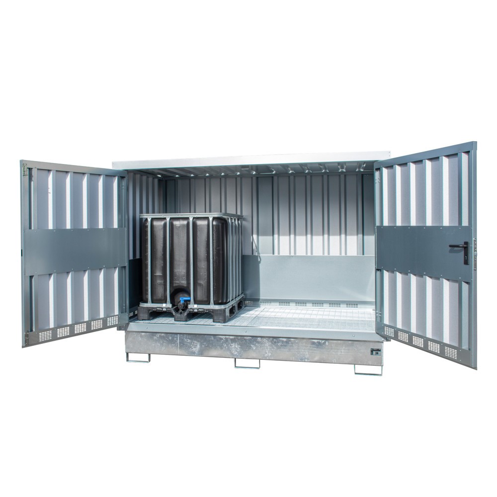 Produktabbildung Nr. 2: Dépôt à matières dangereuses Bauer® GD-E/IBC, pour 2x IBC, avec cuve, galvanisé