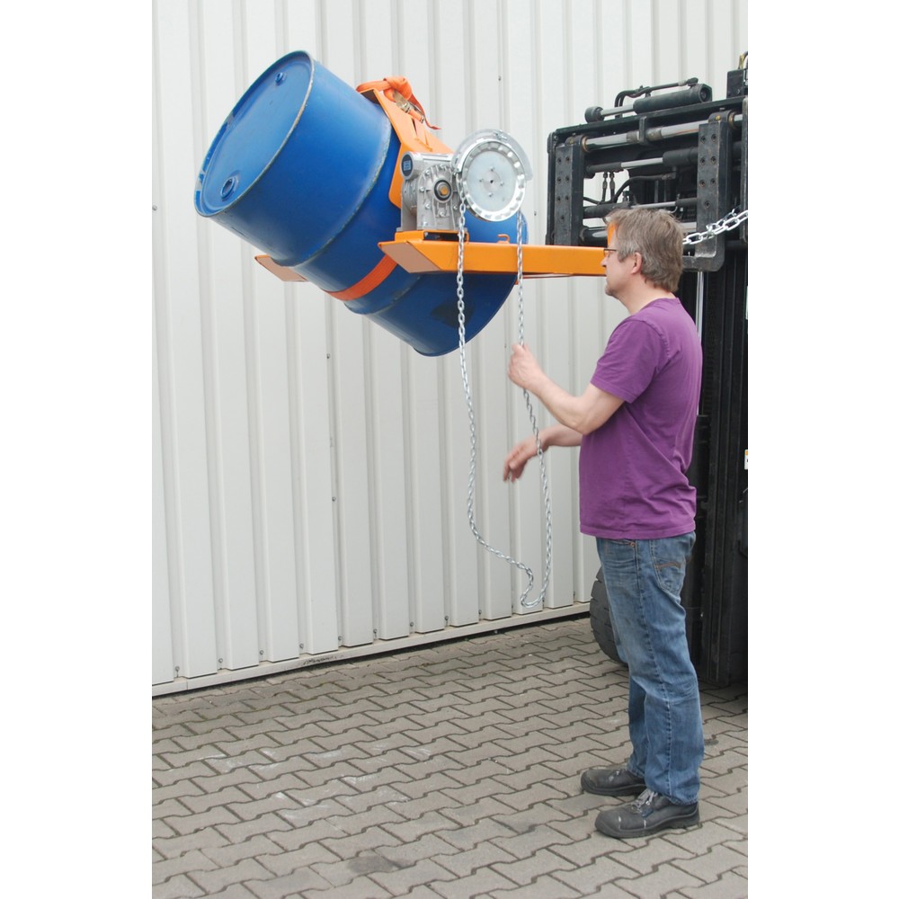 Produktabbildung Nr. 2: Bauer® Dispositif bascule-fût, capacité de charge 300 kg, pour fût de Ø 350-600 mm, chaîne sans fin, RAL 2000 orangé jaune