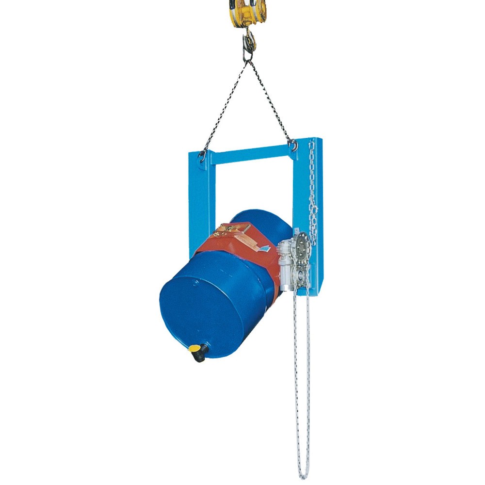 Produktabbildung Nr. 2: Bauer® Dispositif bascule-fût, capacité de charge 300 kg, pour fût de Ø 350-600 mm, chaîne sans fin, RAL 5012 bleu clair