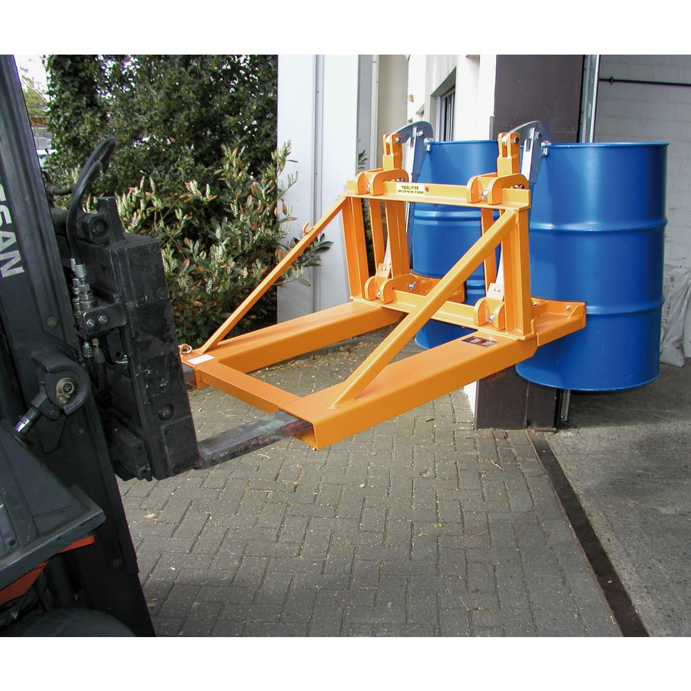 Produktabbildung Nr. 2: Bauer® Fassgreifer, Stahl- und Kunststoff-L-Ringfässer, TK 1.600 kg, RAL 2000 gelborange