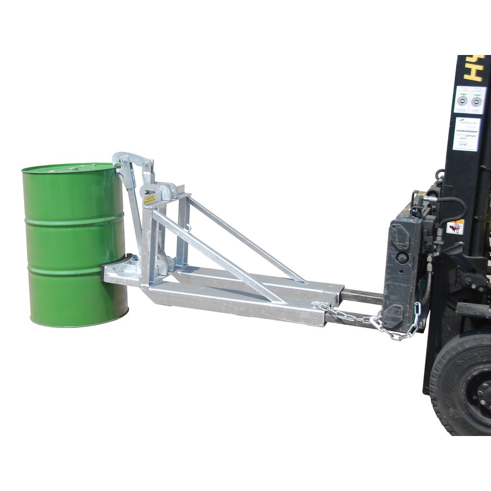 Produktabbildung Nr. 1: Bauer® Fassgreifer, Stahl- und Kunststoff-L-Ringfässer, TK 800 kg, feuerverzinkt