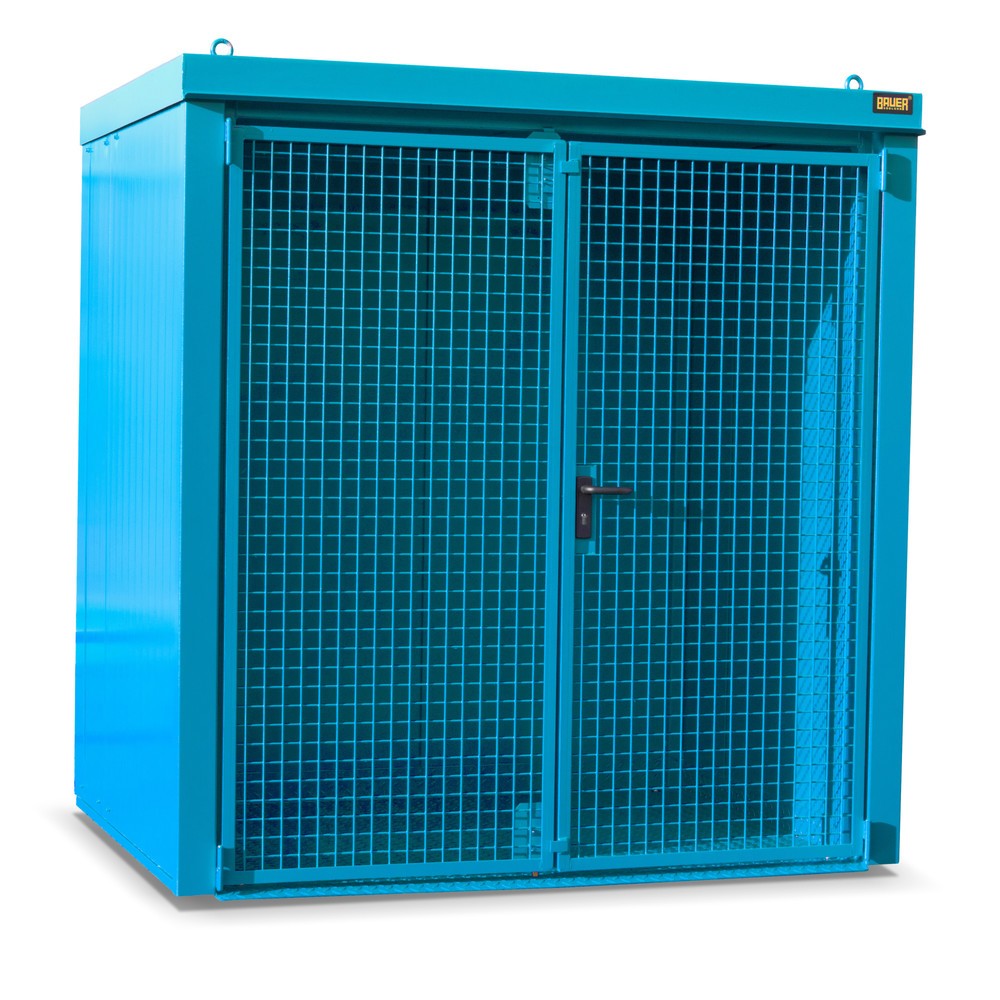 Produktabbildung: Bauer® Gasflaschen-Container GFC-B, feuerbeständig, für max. 35 Flaschen, lichtblau