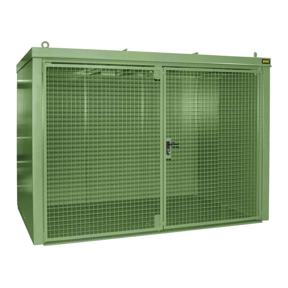 Produktabbildung: Bauer® Gasflaschen-Container GFC-B, feuerbeständig, für max. 60 Flaschen, resedagrün