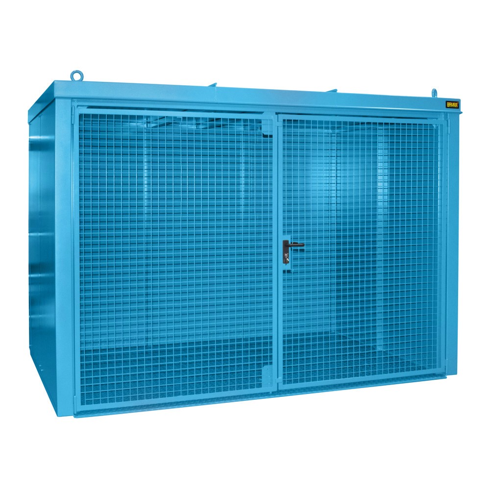 Produktabbildung: Bauer® Gasflaschen-Container GFC-B, feuerbeständig, für max. 96 Flaschen, lichtblau