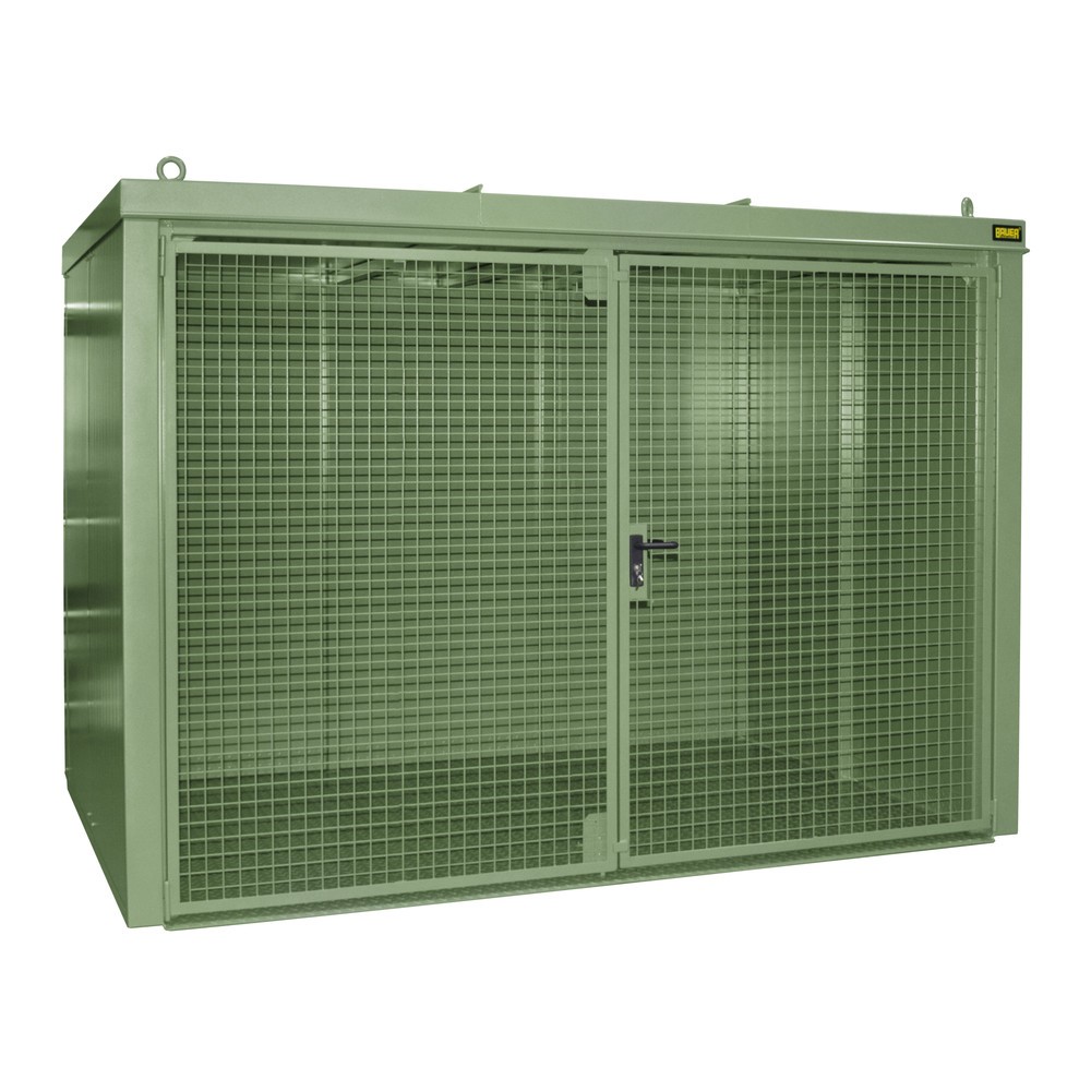 Produktabbildung: Bauer® Gasflaschen-Container GFC-B, feuerbeständig, für max. 96 Flaschen, resedagrün