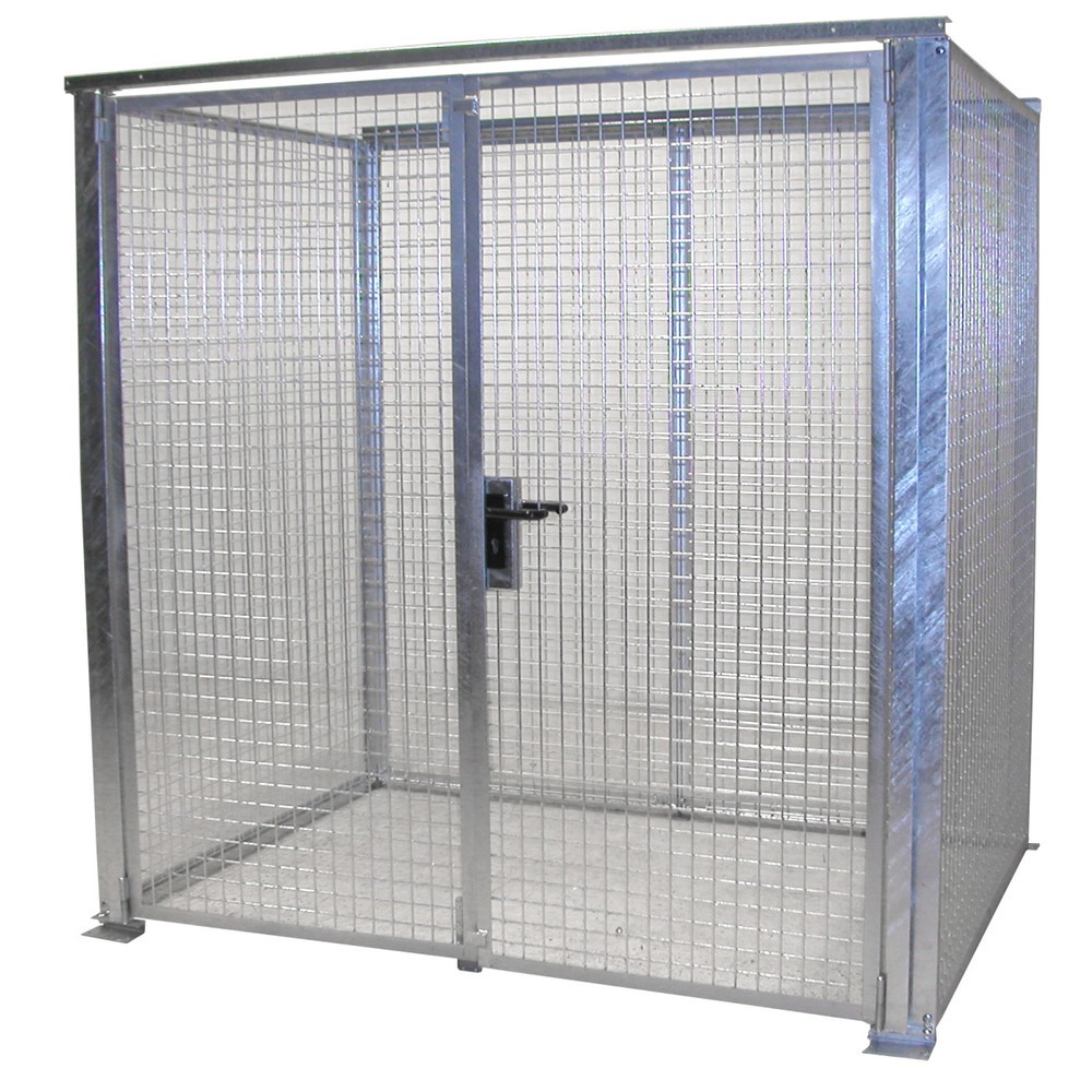 Produktabbildung: Bauer® Gasflaschen-Lagerbox TRGS 510 ohne Dach, Doppelflügeltür, 48 Flaschen