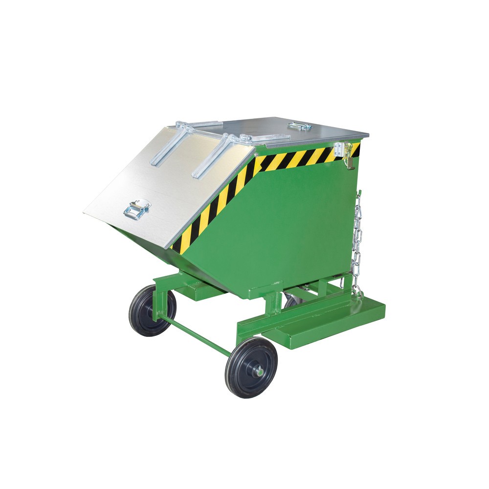 Produktabbildung Nr. 1: Bauer® Kastenwagen kippbar, mit Fahrwerk + Gabeltaschen, Volumen 0,25 m³, RAL 6011 resedagrün