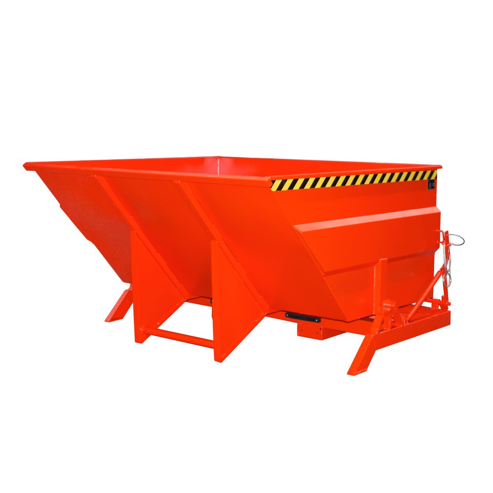 Produktabbildung: Bauer® Kippbehälter, grossvolumige Bauform, lackiert, Volumen 3 m³, RAL 3000 feuerrot