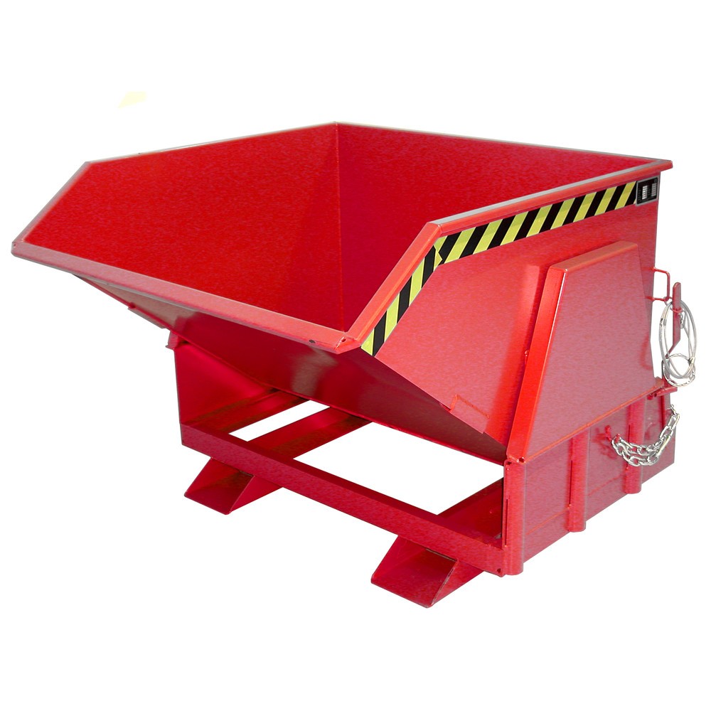 Produktabbildung Nr. 1: Bauer® Kippbehälter mit Abrollmechanik Premium, breite Bauform, lackiert, ohne Deckel, Volumen 1 m³, RAL 3000 feuerrot