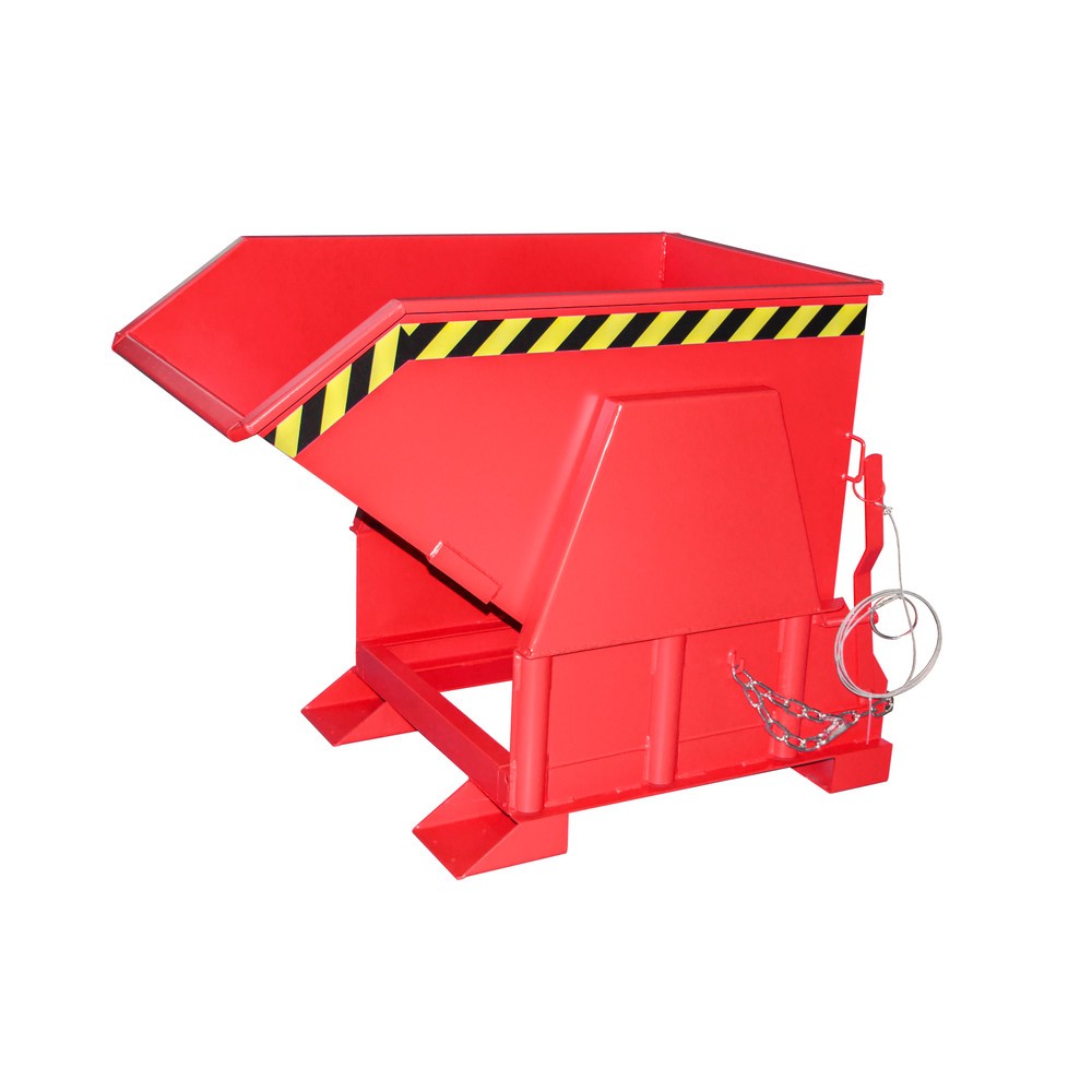 Produktabbildung Nr. 1: Bauer® Kippbehälter mit Abrollmechanik Premium, breite Bauform, lackiert, ohne Deckel, Volumen 0,5 m³, RAL 3000 feuerrot