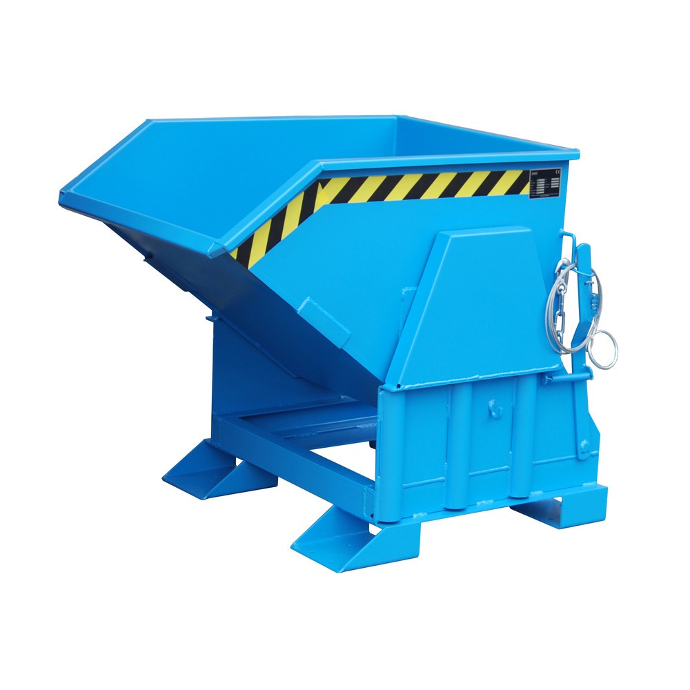 Produktabbildung: Bauer® Kippbehälter mit Abrollmechanik Premium, breite Bauform, lackiert, ohne Deckel, Volumen 0,3 m³, RAL 5012 lichtblau