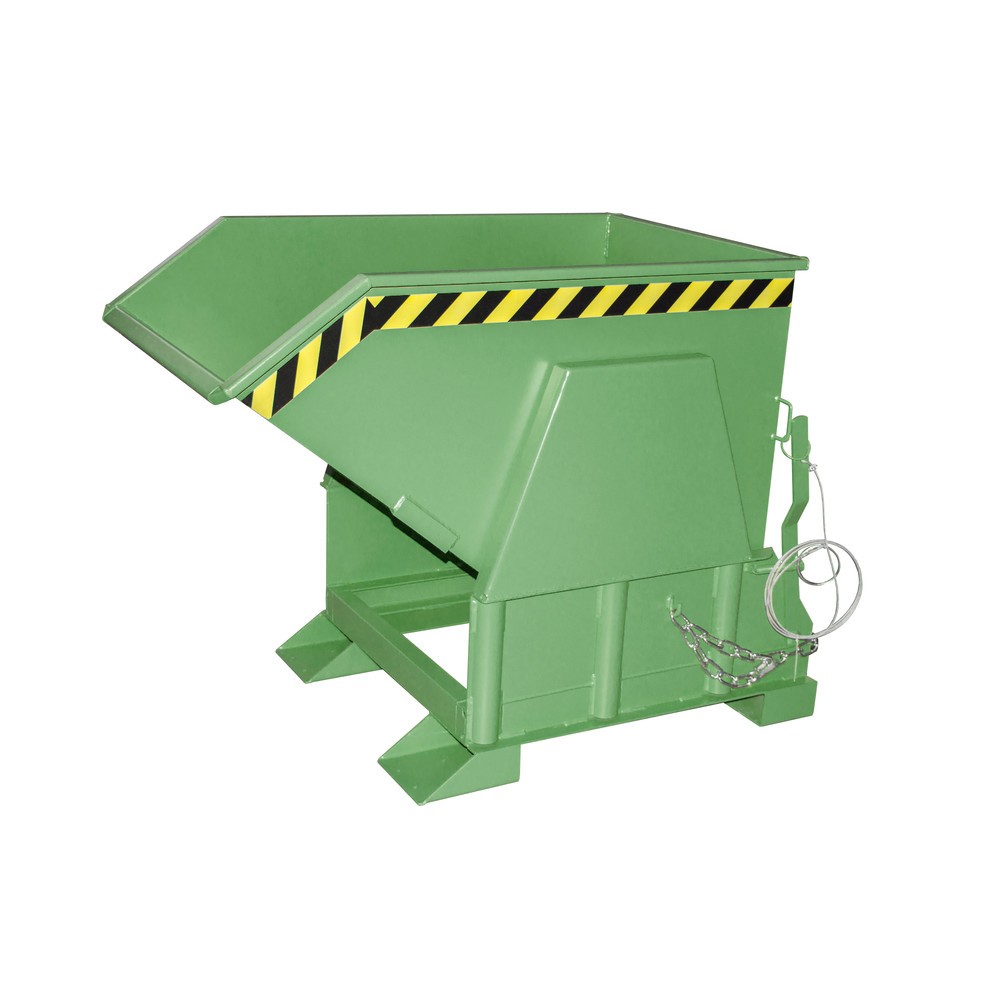 Produktabbildung Nr. 1: Bauer® Kippbehälter mit Abrollmechanik Premium, breite Bauform, lackiert, ohne Deckel, Volumen 0,5 m³, RAL 6011 resedagrün