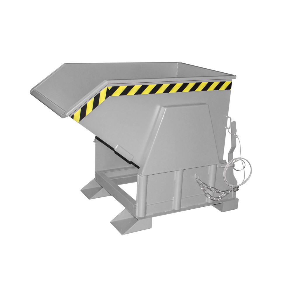 Produktabbildung Nr. 1: Bauer® Kippbehälter mit Abrollmechanik Premium, breite Bauform, lackiert, ohne Deckel, Volumen 0,5 m³, RAL 7005 mausgrau