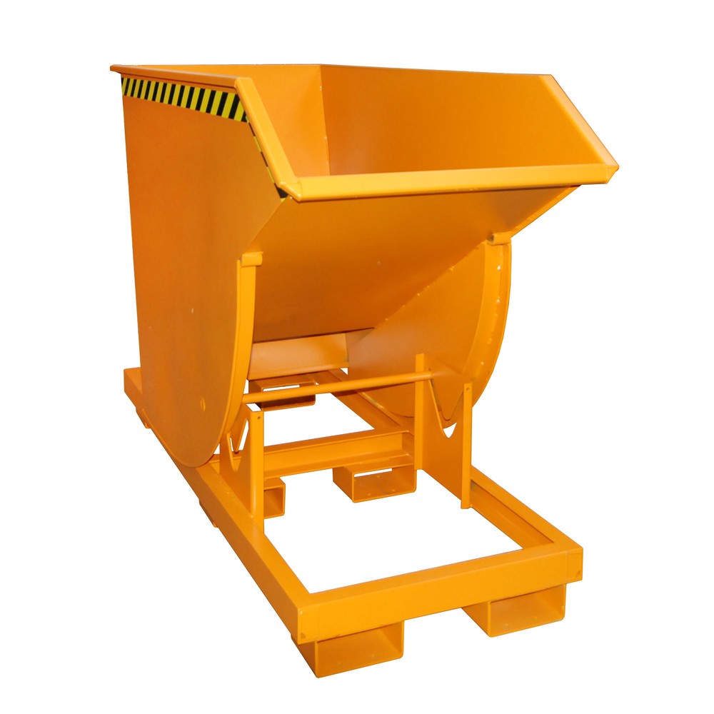 Produktabbildung Nr. 1: Bauer® Kippbehälter mit Abrollmechanik Premium, tiefe Bauform, lackiert, ohne Deckel, Volumen 0,75 m³, RAL 2000 gelborange