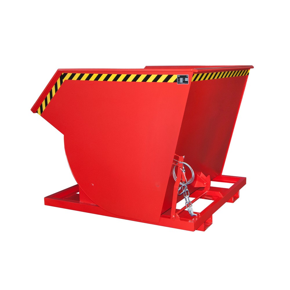 Produktabbildung Nr. 1: Bauer® Kippbehälter mit Abrollmechanik Premium, tiefe Bauform, lackiert, ohne Deckel, Volumen 2 m³, RAL 3000 feuerrot