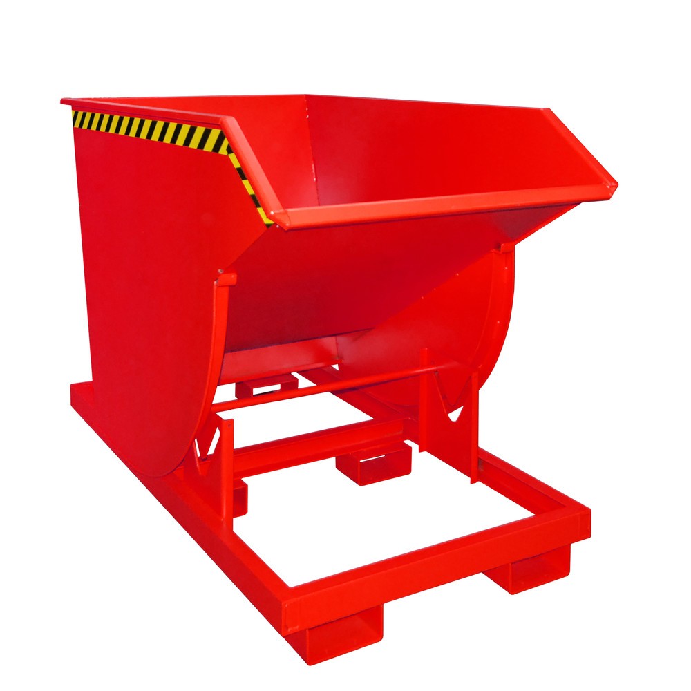 Produktabbildung Nr. 1: Bauer® Kippbehälter mit Abrollmechanik Premium, tiefe Bauform, lackiert, ohne Deckel, Volumen 1 m³, RAL 3000 feuerrot
